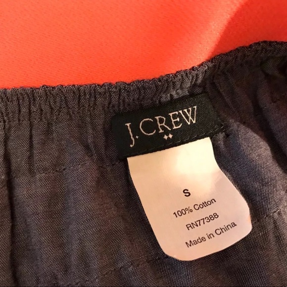 J. CREW Beach Chambray Denim Lucca Ruffle Skirt Neon Orange Blue Elastic Waist - Picture 7 of 9